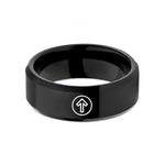 romantic presents for her – black tungsten up bow mark wedding band