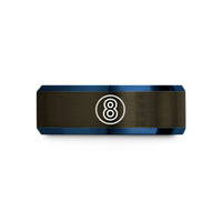 unique birthday present men – gunmetal & blue tungsten jersey 8 wedding band