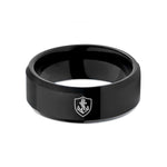 unique birthday present ideas – black tungsten shield anchor rope wedding band