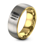 Gift Sets for Birthday – gold & gray tungsten wheat sprigs ring