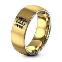 Gift Sets for Birthday – gold & gray tungsten wheat sprigs ring