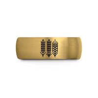 unique birthday present ideas – gold & gray tungsten wheat sprigs wedding band