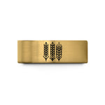 birthday present box set – gold tungsten wheat sprigs wedding band