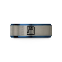 holiday present sets sale – blue & grey tungsten game cartridge wedding band