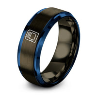 gunmetal & blue tungsten game cartridge ring