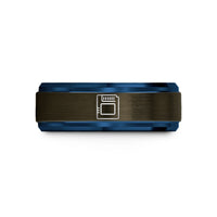 unique present for him – gunmetal & blue tungsten game cartridge wedding band