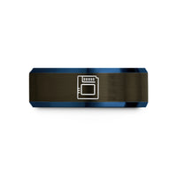 unique present for him – gunmetal & blue tungsten game cartridge wedding band