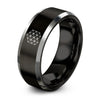 Isometric Dot Grid – Tungsten Wedding Band, 8 mm, Black, Silver Comfort-Fit Unisex