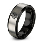 holiday present ideas men – black & silver tungsten skull flying bats ring