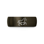 bands for her and him – gunmetal & black tungsten cantering horse wedding band
