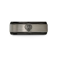 personalized rings for couples – black & gray tungsten friends heart wedding band