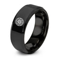 Turbine Wheel – Tungsten Wedding Band, 8 mm, Black Comfort-Fit Unisex