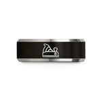 custom rings for partners – black & grey tungsten handheld planer wedding band