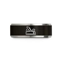 custom rings for partners – black & grey tungsten handheld planer wedding band