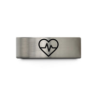 engraved rings for couples – black & blue & gray tungsten heart pulse wedding band