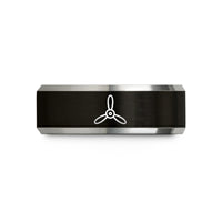 personalized couple ring sets – black & grey tungsten propeller wedding band