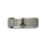 engraved rings for couples – black & silver tungsten propeller wedding band