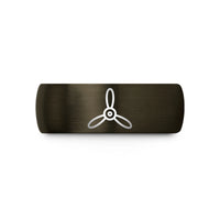 custom bands for couples – gunmetal & black tungsten propeller wedding band