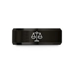 matching bands for couples – black tungsten scales of justice wedding band