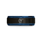 best presents for parents – black & blue tungsten astronaut flag wedding band