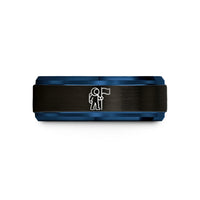 best presents for parents – black & blue tungsten astronaut flag wedding band
