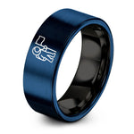 thoughtful presents for couples – black & blue tungsten astronaut flag ring