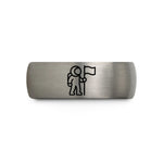 unique presents for mom – blue & grey tungsten astronaut flag wedding band