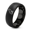 Cat Sitting – Tungsten Wedding Band, 8 mm, Silver Comfort-Fit Unisex