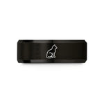 custom rings for couples – black tungsten cat sitting wedding band