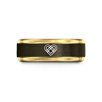 custom rings for women – gunmetal & gold tungsten love knot wedding band