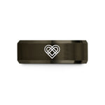 engraved rings for her – gunmetal & gold tungsten love knot wedding band