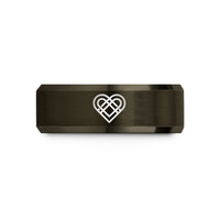 engraved rings for her – gunmetal & gold tungsten love knot wedding band
