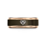 ladies tungsten wedding bands – gunmetal & rose gold tungsten love knot wedding band