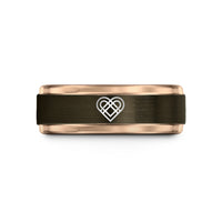 ladies tungsten wedding bands – gunmetal & rose gold tungsten love knot wedding band