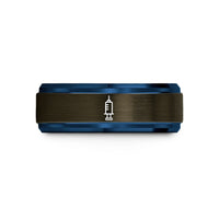 unique presents for mom – gunmetal & blue tungsten syringe wedding band