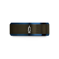 unique presents for mom – gunmetal & blue tungsten syringe wedding band