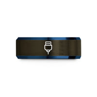 special presents for her – gunmetal & blue tungsten type a connector wedding band