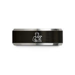 custom rings for her – black & gray tungsten carpenter silhouette wedding band