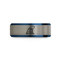 special present ideas women – black & blue & grey tungsten surfboard fin wave wedding band