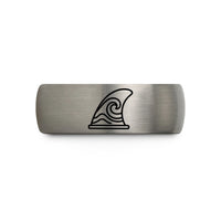 best presents for women – black & silver tungsten surfboard fin wave wedding band