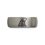 unique present for her – blue & gray tungsten surfboard fin wave wedding band