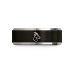 thoughtful presents for parents – black & gray tungsten gazelle wedding band