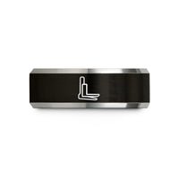 personalized present for mom – black & silver tungsten pallet forks wedding band