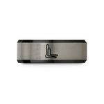 personalized present for mom – black & silver tungsten pallet forks wedding band