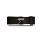 custom rings for couples – black & gray tungsten stage piano stand wedding band