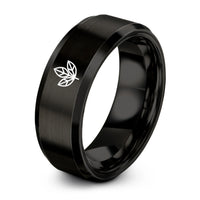 Gift Sets for Women – black tungsten tea leaf pattern ring