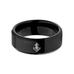 top Christmas presents women – black tungsten anchor compass rope wedding band