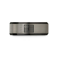 special presents for men – black & silver tungsten usa flag wedding band