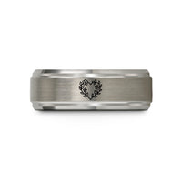 best presents for her – gray tungsten floral heart wreath wedding band