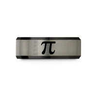 affordable presents for her – black & gray tungsten pi symbol wedding band